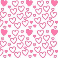 Hand Drawn Pink Hearts Pattern Background Vector Illustration