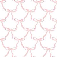 cute coquette pattern seamless pink ribbon bow isolated on white background vector