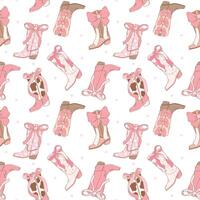 Coquette Pattern Cowgirl Boot, Girly Western Digital Paper isolated on white background. vector