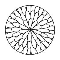 Black And White Hand Drawn Abstract Flower Circle Linear Pattern vector