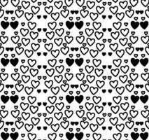 Black And White Various Shaped Hand Drawn Hearts Pattern Background vector