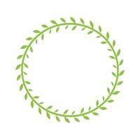 Green Leaves Round Wreath Frame Vector Illustration