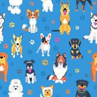 Seamless pattern with dogs flat design vector