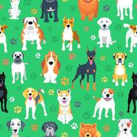 Seamless pattern with dogs flat design vector