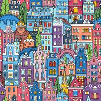 Seamless pattern colorful Amsterdam vector