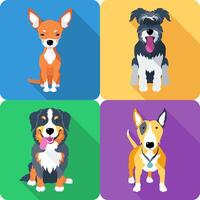 conjunto 4 4 perro icono plano diseño vector