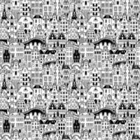 Black and white Seamless pattern, Amsterdam vector