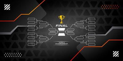 competition bracket vector with golden cup. sport game tournament championship contest stage layout, elimination bracket board chart vector with champion trophy prize icon illustration