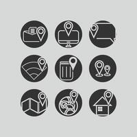 Set of icons for navigation on a gray background. Vector illustration.