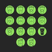 Set of recycle bin icons. Vector illustration in flat design style.