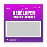 Developer business banner and Modern company social media post design template vector