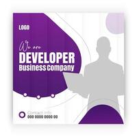 Developer business banner and Modern company social media post design template vector