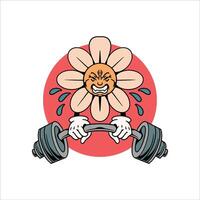 gym flower tattoo vector design