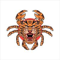 Tigre cangrejo tatuaje vector diseño