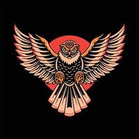 brave owl tattoo vector design