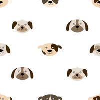 Seamless pattern with cute dog faces. vector