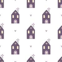 Seamless pattern with cute houses vector