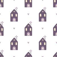 Seamless pattern with cute houses vector