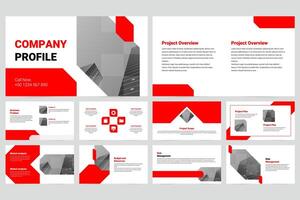 Red modern business work report slide presentation template vector