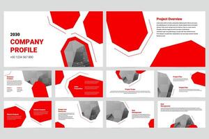 Red modern business work report slide presentation template vector