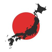 Background of Japan.  Japanese flag and geographical territory of Japan. vector