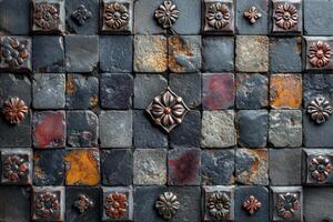 AI generated textured metal squares of bronze color with scuffs. Texture. Background photo