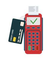 Payment terminal and credit card. Contactless payment concept. vector