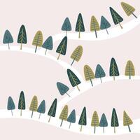 Forest background. deciduous trees, conifers, spruce, fir tree, pine vector