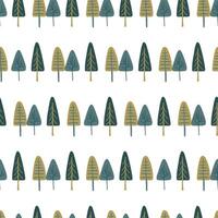 Seamless pattern with different trees on a white. Forest background. deciduous trees, conifers, spruce, fir tree, pine vector