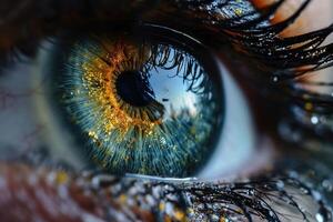 AI generated Perfect macro photography of blue eyes and perfect eyesight photo
