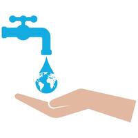 Save the planet concept with hand and water vector