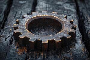 AI generated Details The gear is made of metal. Mechanical gears made of steel photo