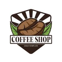 Coffee shop logo template with coffee bean symbol vector