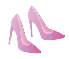 Pink pumps, classic glamorous shoes on a white background. Vector illustration.
