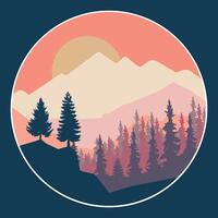 natural landscape illustration design template, with trees and mountains design. eps 10 vector