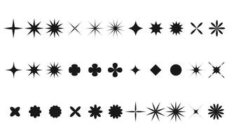 Swiss bauhaus y2k brutalist elements. Abstract geometric shapes, contemporary flower, star figures. Vector memphis design, primitive element set