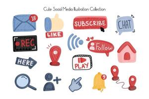 Cute Hand Drawn 3D Social Media Icon vector