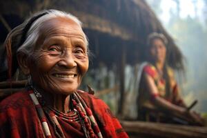 AI generated Portrait of an elderly woman in Papua new Guinea. Asia photo