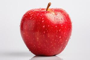 ai generado todo Fruta de un rojo manzana en un aislado blanco antecedentes foto