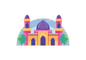 Simple Cute Small Mosque Flat Illustration vector