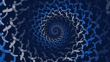 Abstract spiral wavy round line net vortex style creative background in dark blue vector