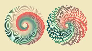 Abstract spiral spinning vortex minimalist retro color background. vector