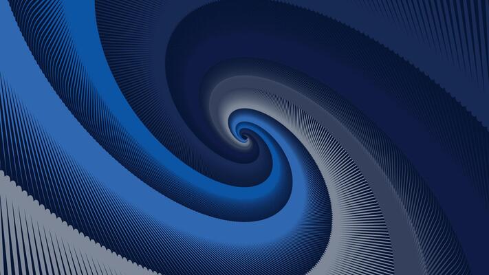 Abstract spiral dotted vortex style creative dark blue background.
