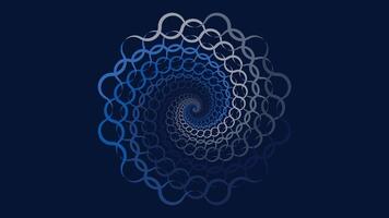 Abstract spiral wavy round line net vortex style creative background in dark blue vector