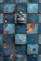 AI generated textured metal squares of bronze color with scuffs. Texture. Background photo