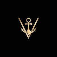 Anchor and Letter V Logo vector