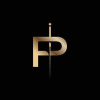 Letter P Needle Logo vector