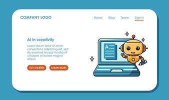 Web page design about using AI for text and content generation. Chat bot assistant for online applications. vector