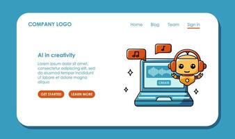 Web page design about using AI for music generate. Chat bot assistant for online applications. vector