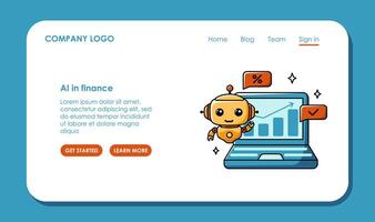 web página diseño acerca de utilizando ai en negocio y finanzas. charla larva del moscardón asistente para en línea aplicaciones vector
